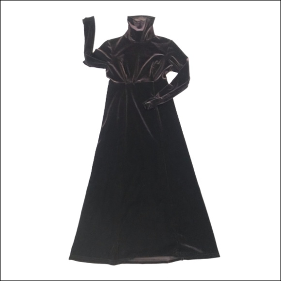 Moda International Dresses & Skirts - MODA INTL Vintage Velvet Brown Long Sleeve Dress